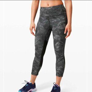 Lululemon Pace Rival High-Rise Crop 22" Velocity Mesh Island Mist Black Size 6